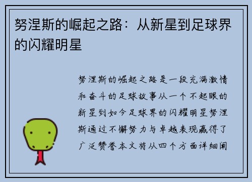 努涅斯的崛起之路：从新星到足球界的闪耀明星